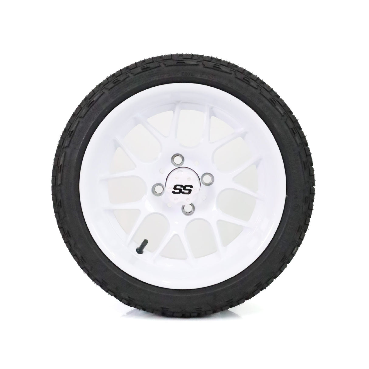 SS Wheels Alpha 14x7 Gloss White & X Comp A/T Tire Package