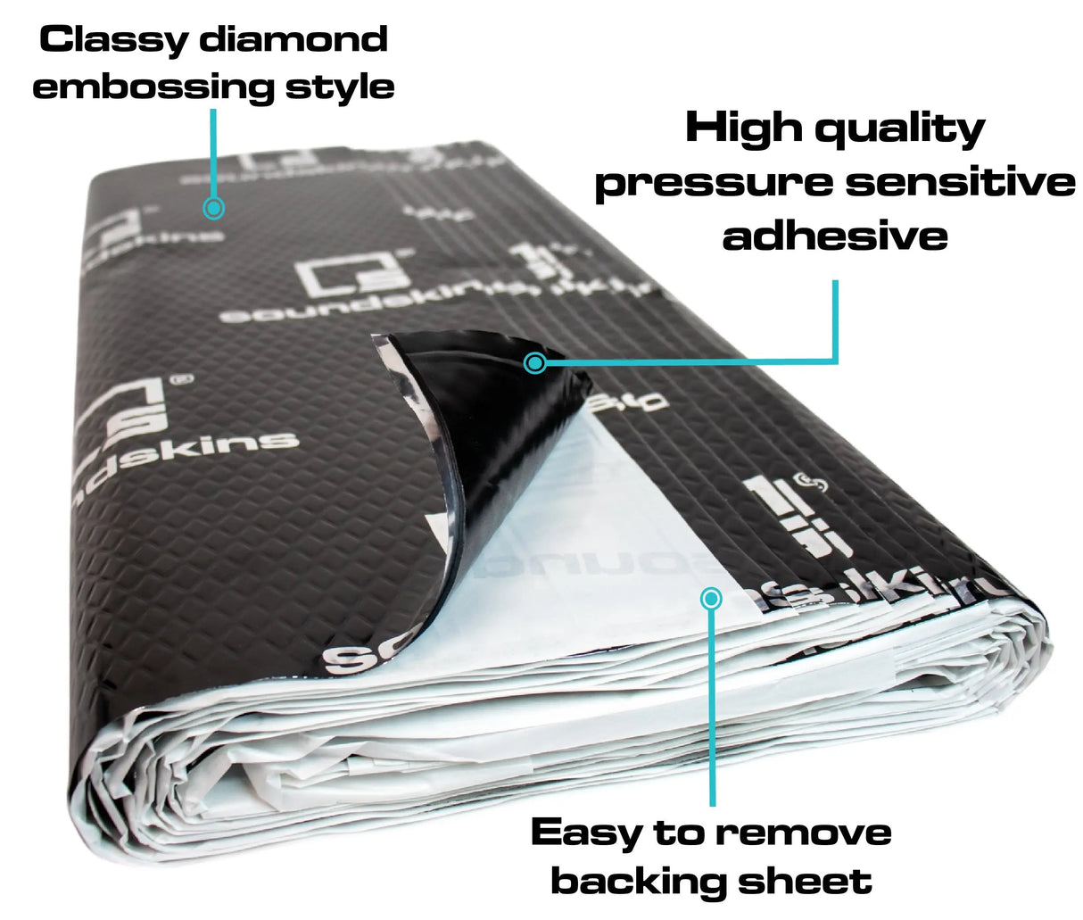 SoundSkins | Classic Black Sheets Sound Deadening Kit Double Layer Mat | SSK-CLASSICSHEETS | Pure Rubber Butyl & Diamond Embossed Foil, 38.75 sq ft SoundSkins Global