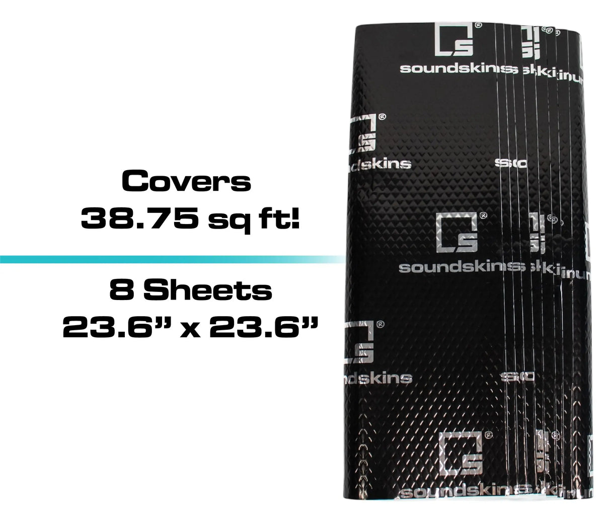 SoundSkins | Classic Black Sheets Sound Deadening Kit Double Layer Mat | SSK-CLASSICSHEETS | Pure Rubber Butyl & Diamond Embossed Foil, 38.75 sq ft SoundSkins Global