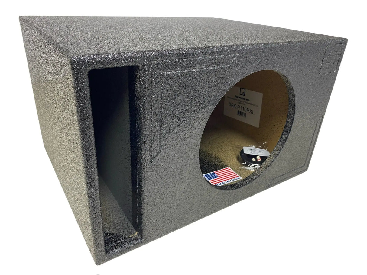 SoundSkins Enclosures | Universal Single 10" Ported XL SPL - Premium USA Made Subwoofer Box with Bed Liner Spray Finish SoundSkins Global