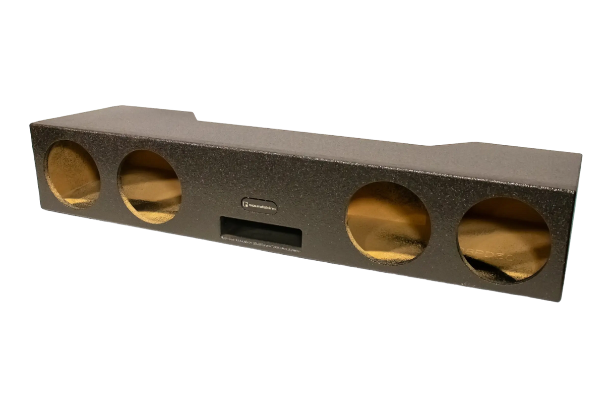 SoundSkins Enclosures | Dodge RAM 2019+ Crew Cab Quad 8" Ported - Premium USA Made Subwoofer Box with Bed Liner Spray Finish SoundSkins Global