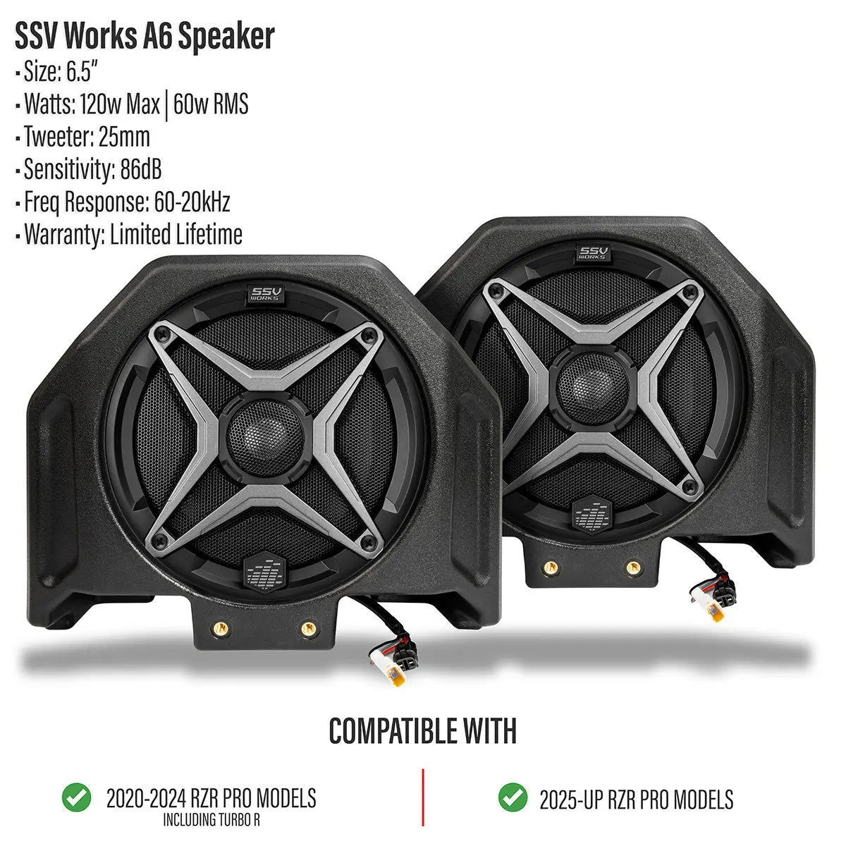 2020-2026 Polaris® RZR Pro R / Turbo R / Pro S / Pro XP 6.5" Rear-Hump Speaker-Pods SSV Works