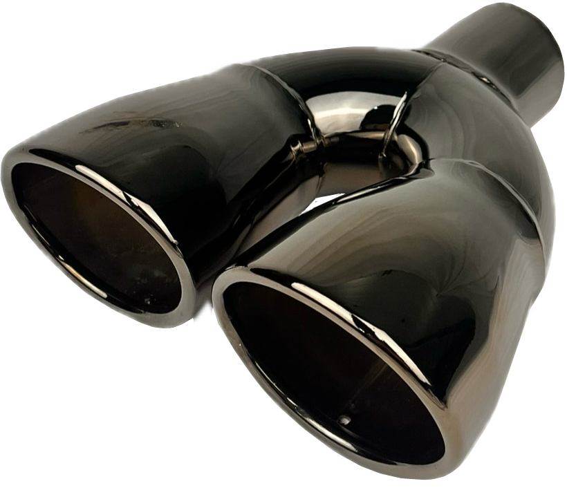 Dual Oval Slant | Black Chrome Exhaust Tip Mel's Mfg.