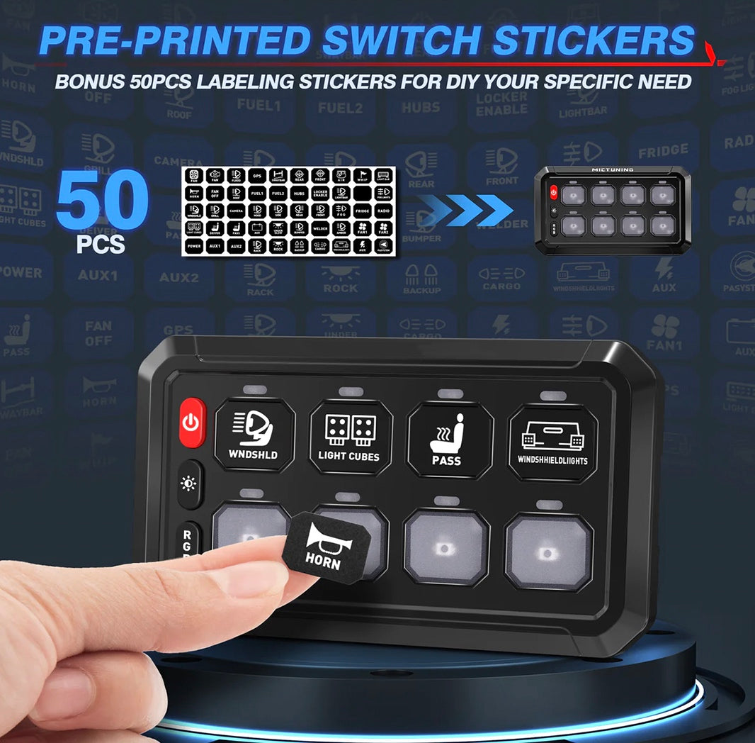 8-Gang Switch Panel With RGB And Remote Control Bluetooth App GGLighting