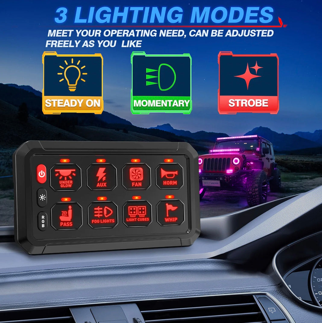 8-Gang Switch Panel With RGB And Remote Control Bluetooth App GGLighting