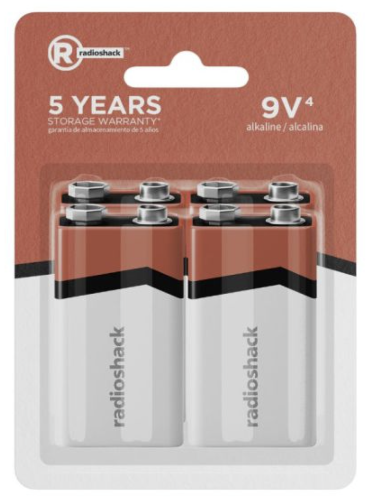 RadioShack 9V Alkaline Batteries 4 Pack 2302290 Radio Shack