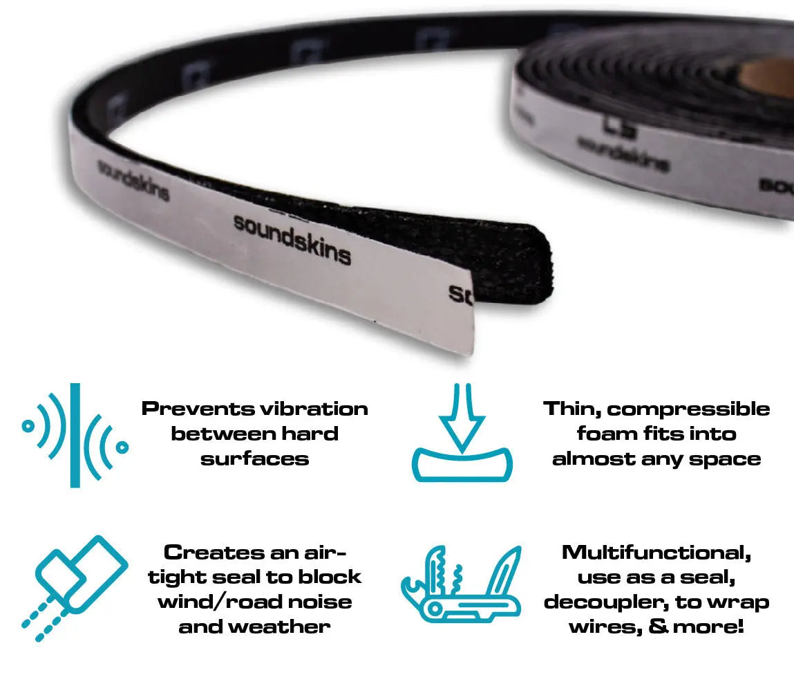 SoundSkins | Silent Strip Sound Deadening Closed Cell Acoustic Foam Tape | SSK-STRIP | Rubber Closed Cell Foam (3/8" Wide) SoundSkins Global