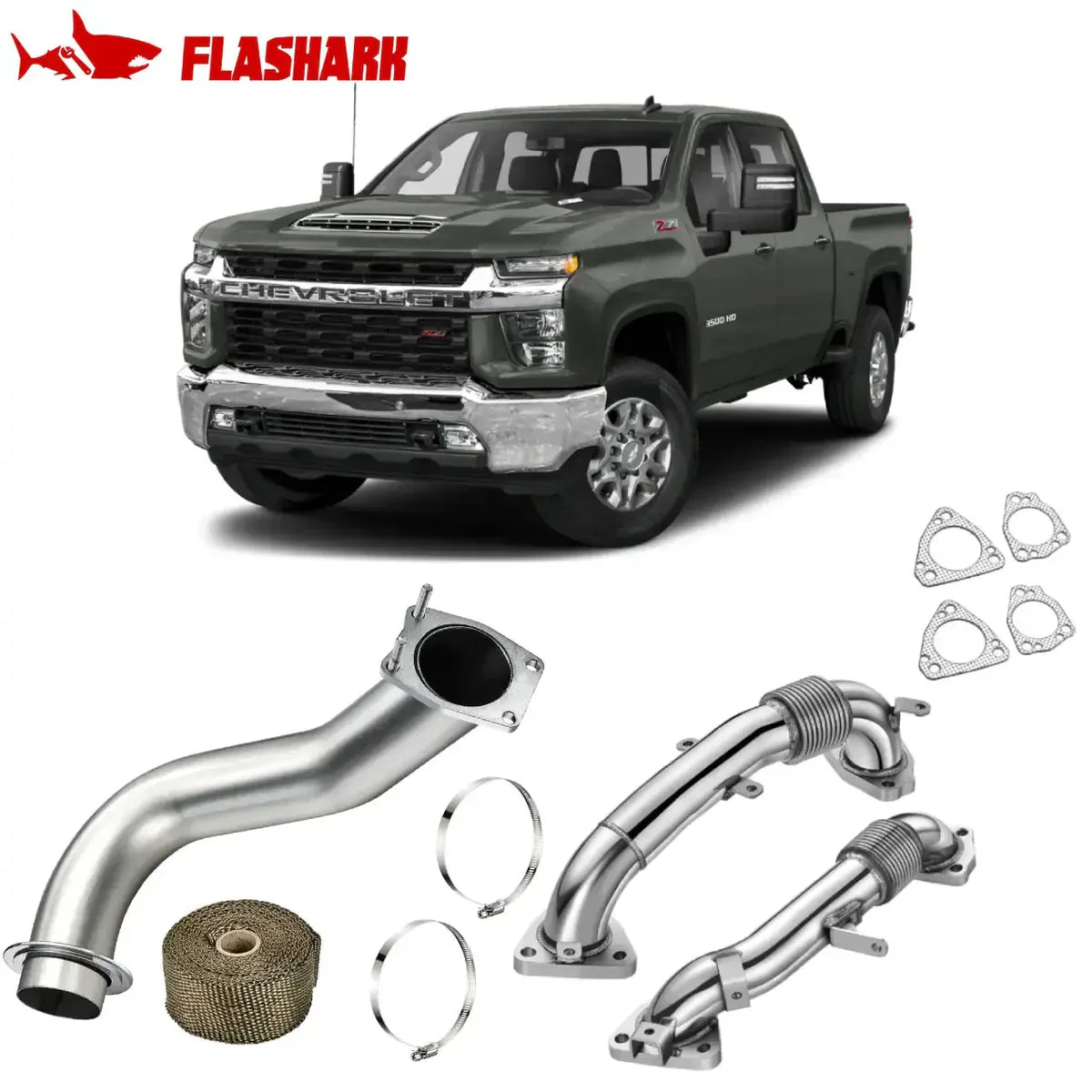 3.5'' Downpipe Exhaust For 2017-2023 Chevy/GMC Silverado/ Sierra L5P Duramax Diesel 6.6L
