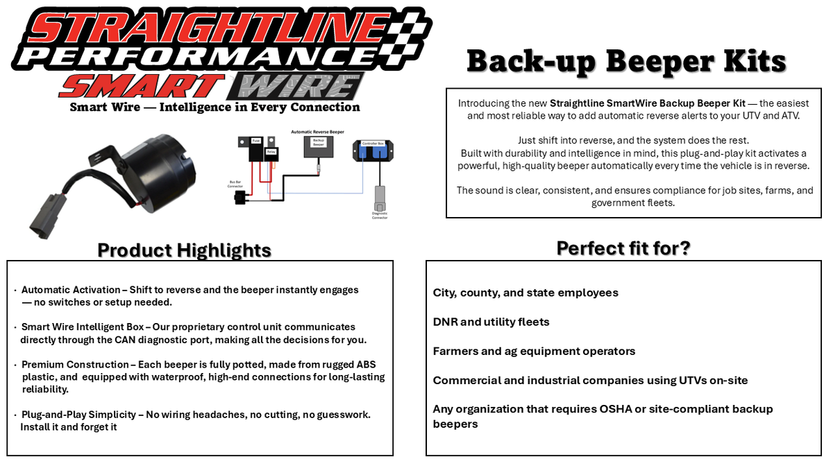 Straightline Performance SmartWire Backup Beeper Kit for Can-Am Defender