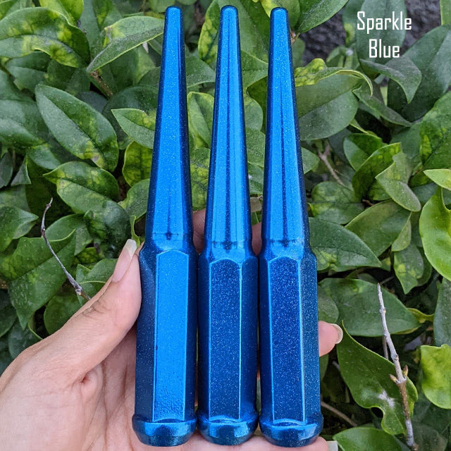 24 Pc 14x1.5 Spike Lug Nuts 6" Tall - Powder Coated - Various Colors