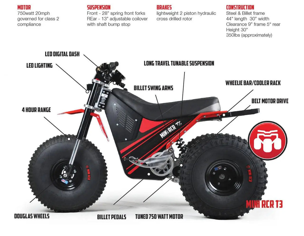 Mini RCR T3 Electric 3 Wheel E-Bike Base Model