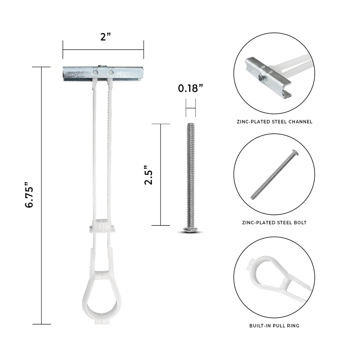 75-Pack 3/16"-24 Quick Channel Toggle Anchors with Bolts