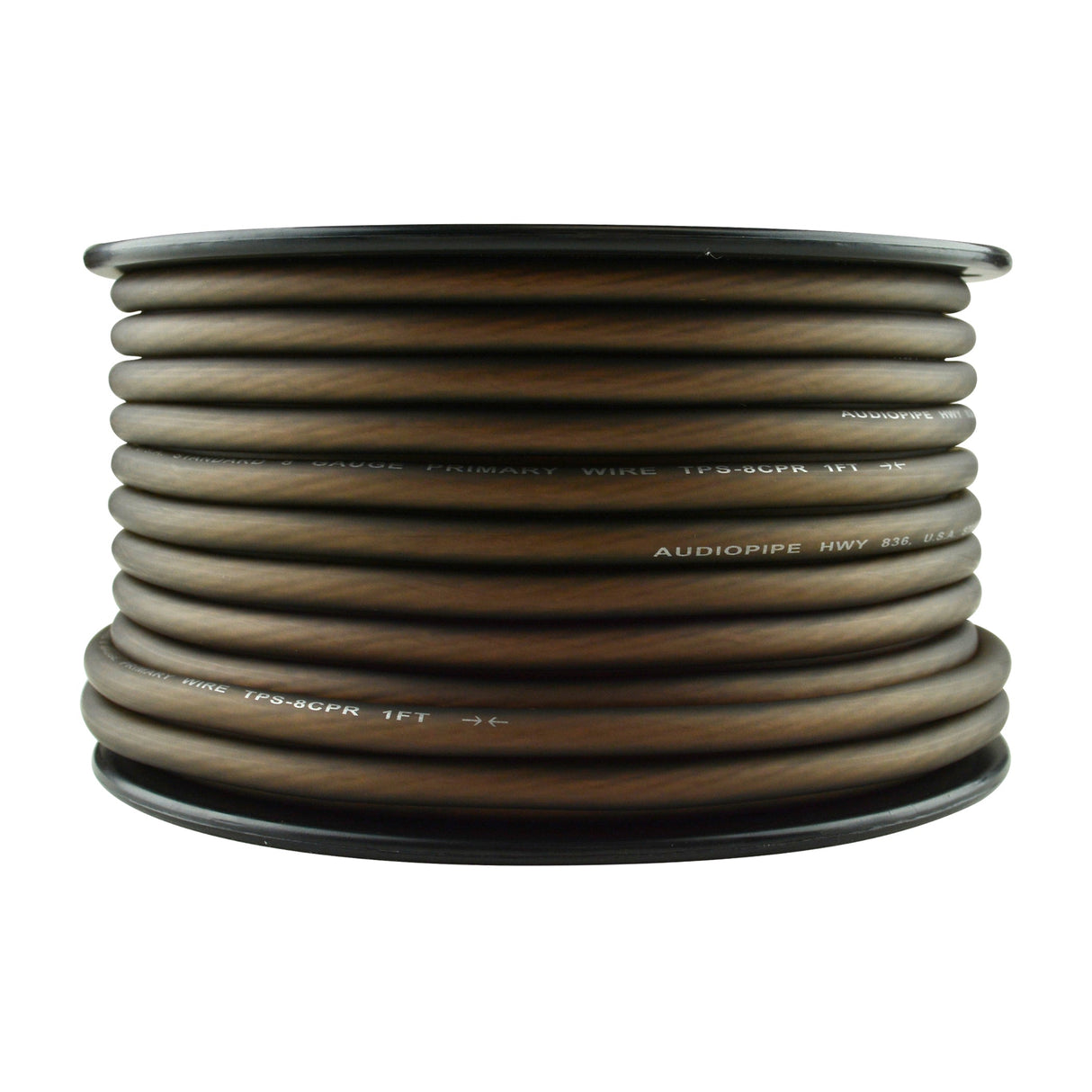 TPS-8CPR-100B - 8 Gauge 100’ 100% Copper Flexible Primary Wire - Black Audiopipe