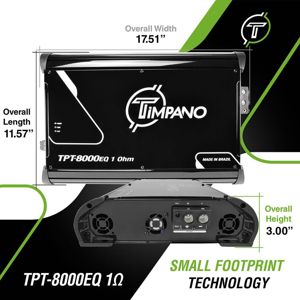 Timpano 1 Channel TPT-8000EQ 1 Ohm Car Audio Amplifier Timpano