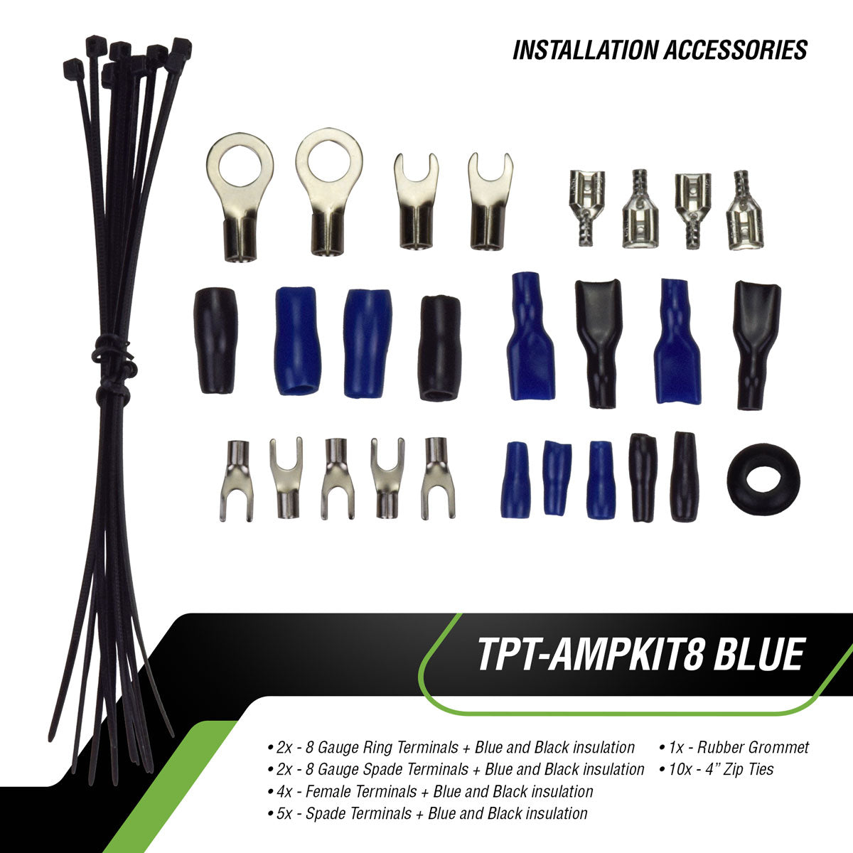 TPT-AMPKIT8 BLUE Amplifier Wiring Kit Timpano Audio