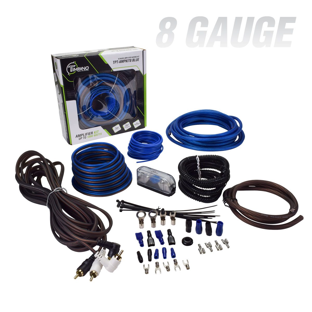 TPT-AMPKIT8 BLUE Amplifier Wiring Kit Timpano Audio