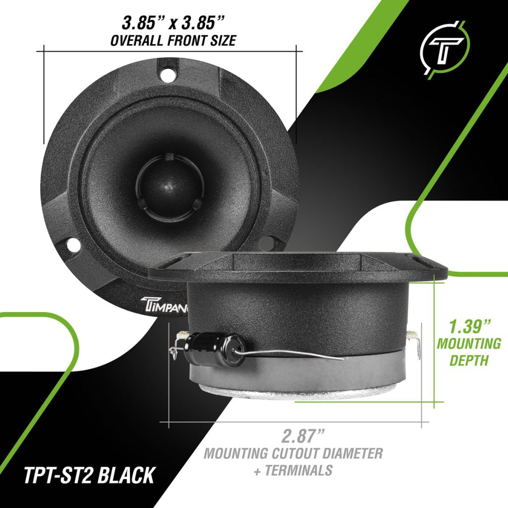 TPT-ST2 | Black Slim Super Tweeter, 600 Watts 4 Ohm Timpano