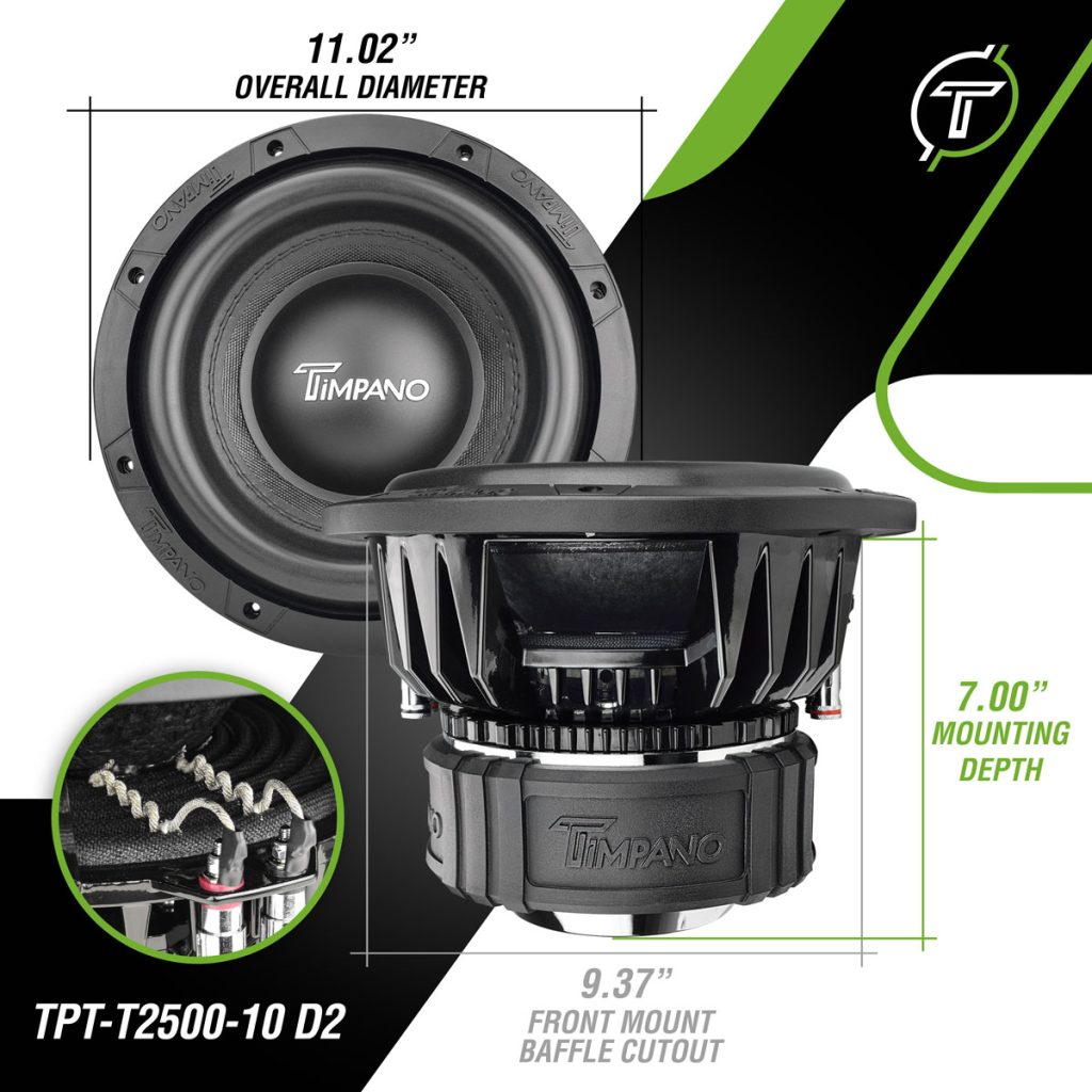 TPT-T2500-10 D2 Timpano 10″ Subwoofer 2000 Watts Timpano