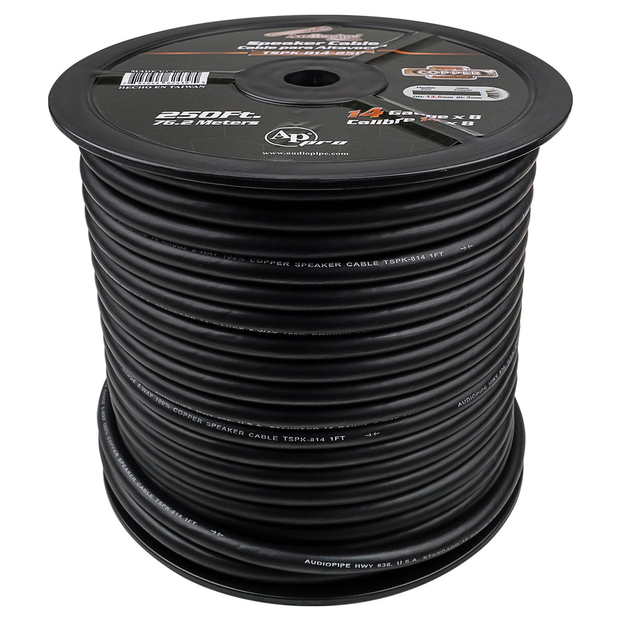 250Ft Speaker Cable, 14 AWG, 8 Conductors (TSPK-814-250) Audiopipe