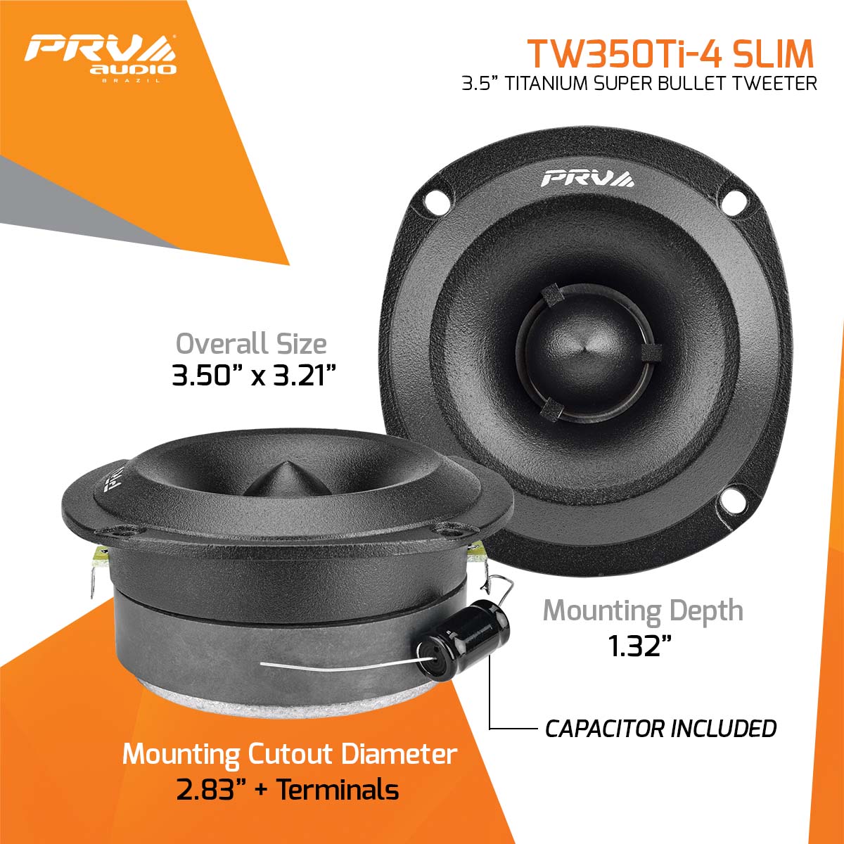 PRV Audio TW350Ti-4 SLIM Titanium Bullet Super Tweeter Pair