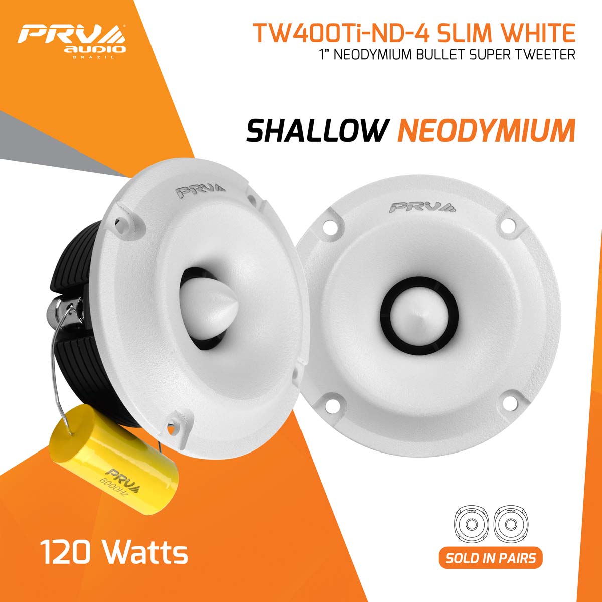 PRV TW400Ti-Nd-4 SLIM WHITE (PAIR) Tweeter PRV Audio