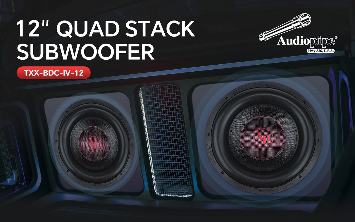 12" Quad Stack Composite Cone Subwoofer (TXX-BDC-IV-12) Audiopipe