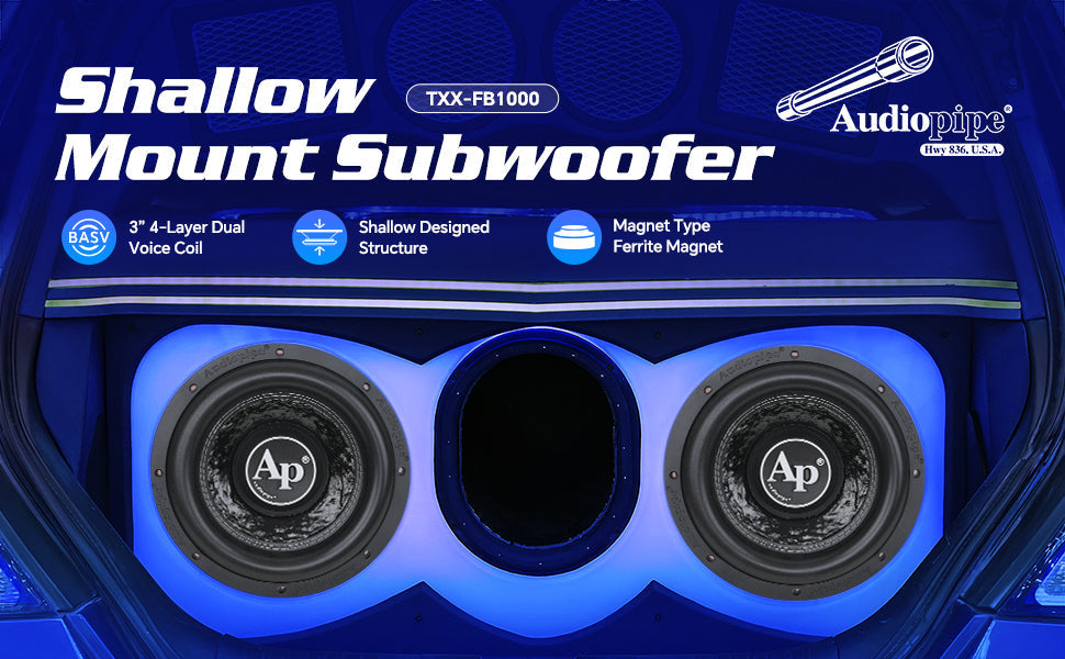 10" Shallow Mount Subwoofer (TXX-FB1000), Sold individually Audiopipe