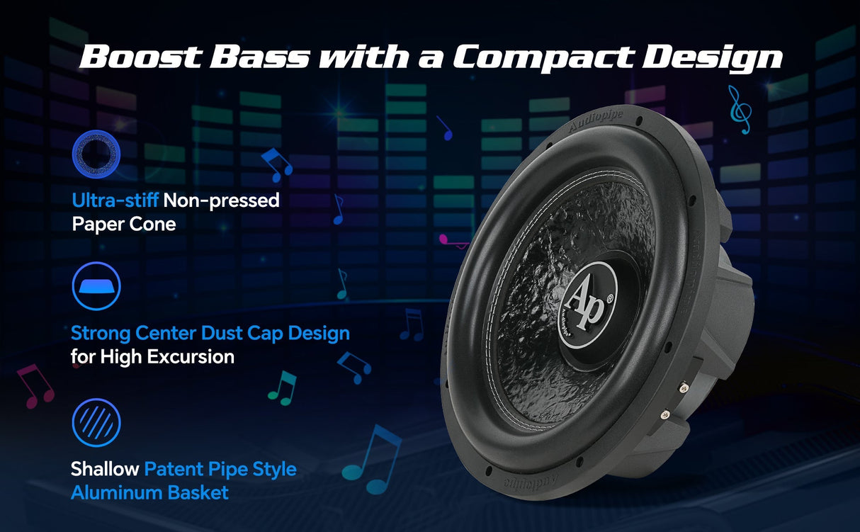 12" Shallow Mount Subwoofer (TXX-FB1200), Sold individually Audiopipe