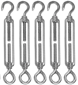 Heavy Duty Turnbuckle Tensioners (Hook & Eye) – Steel Cable Tightener for Wire Rope, Fence & Shade Sails TekShack