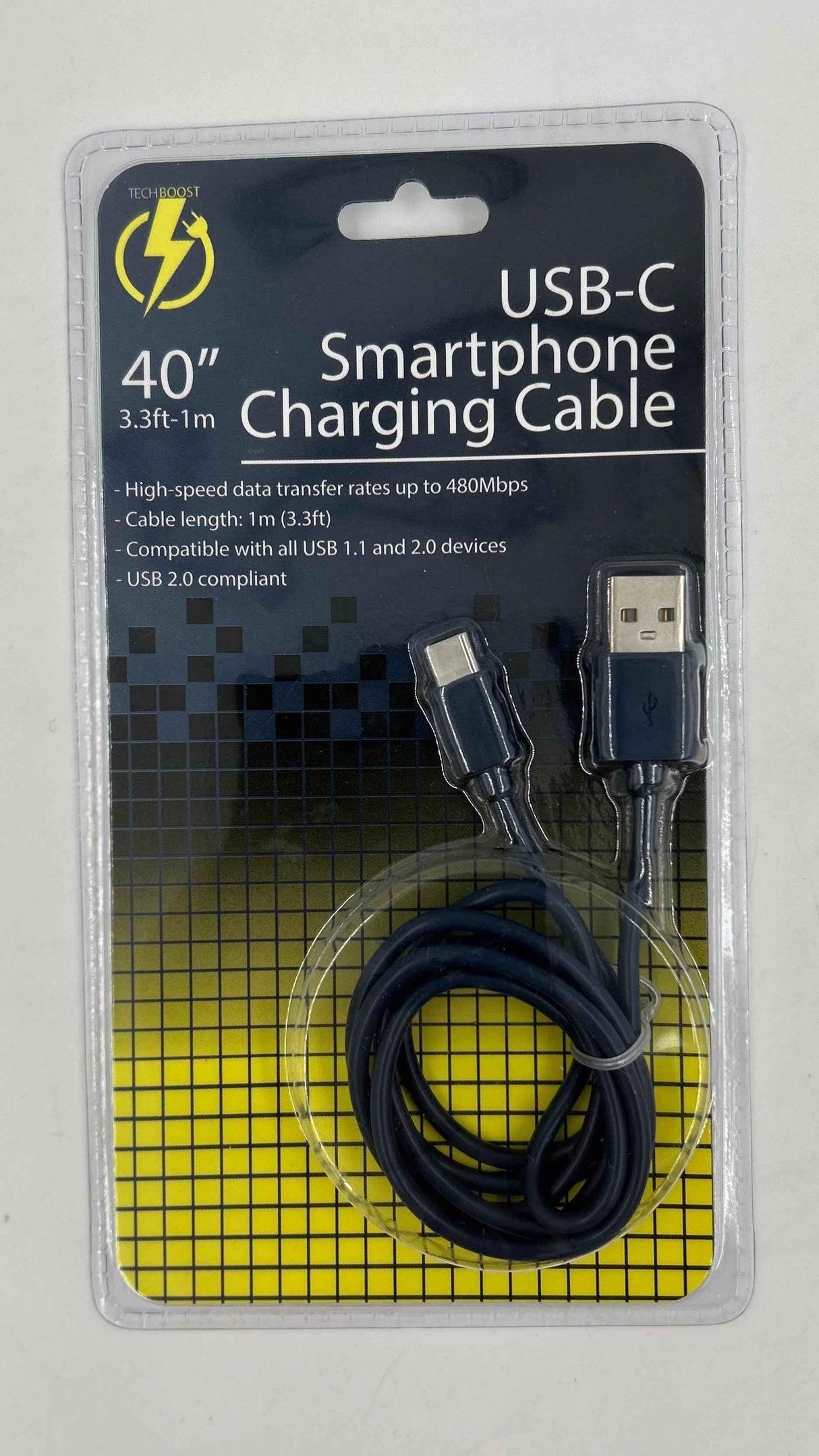 USB-C 40" SmartPhone Charging Cable 3.3 ft NAVY TekShack