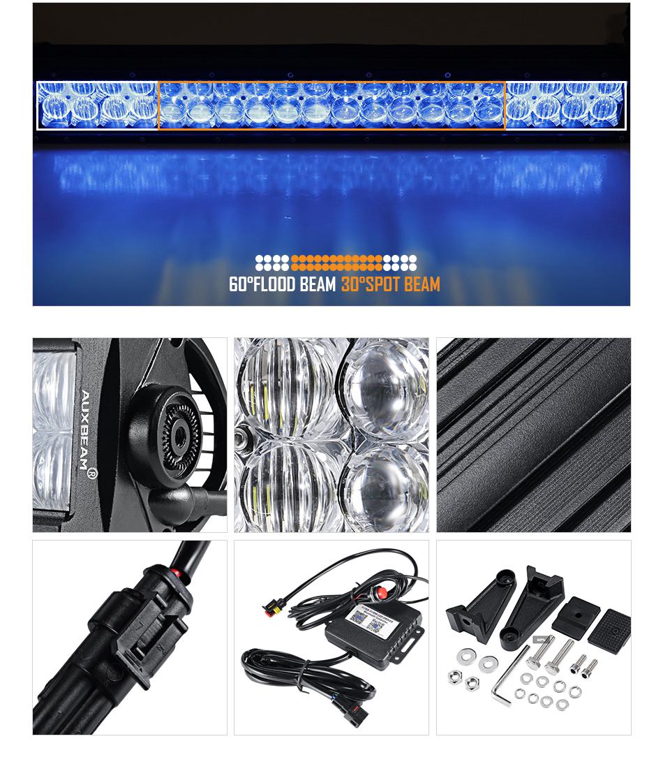 Auxbeam 32" Golf Cart Light Bar - Straight LED RGB Cree Golf Cart Light Bar WITH 12V converter