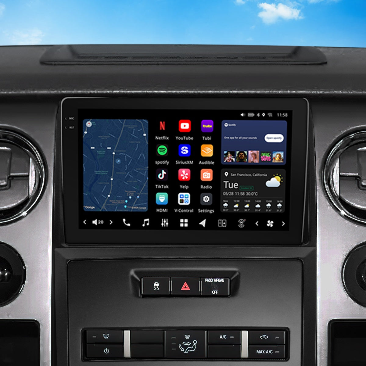VISION 9" Custom-Fit Car Stereo for Ford F-150 2009-2012 without Factory Navigation
