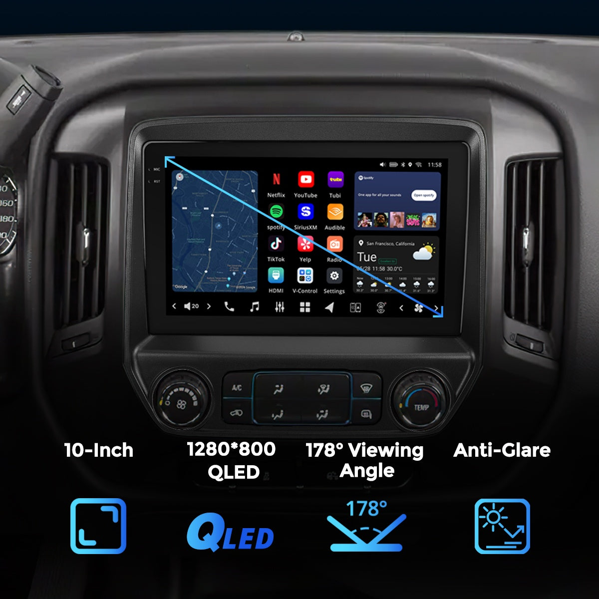 VISION 10" Custom-Fit Car Stereo for Chevy Silverado/GMC Sierra 2014-2019