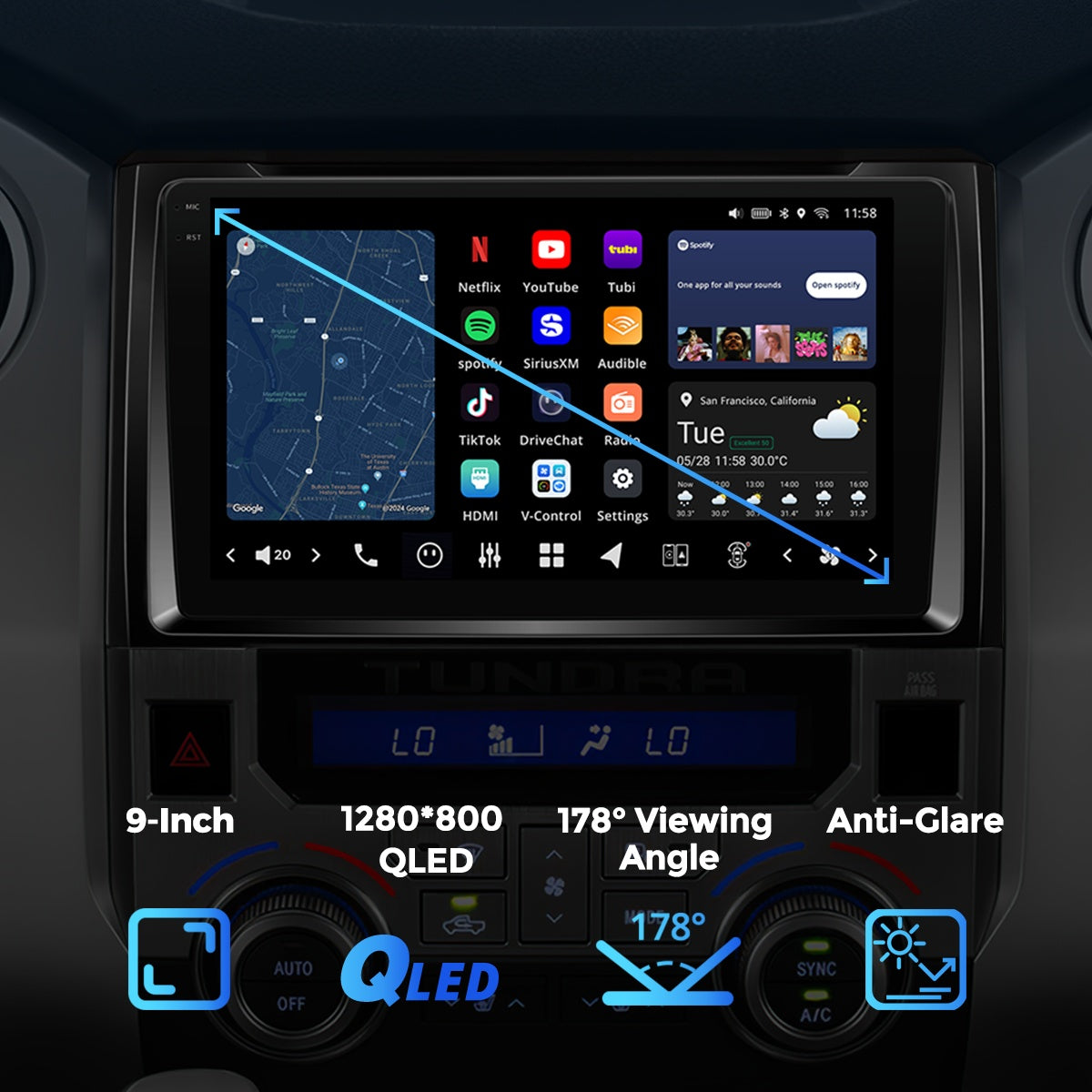 VISION 9" Custom-Fit Car Stereo for Toyota Tundra 2014-2021
