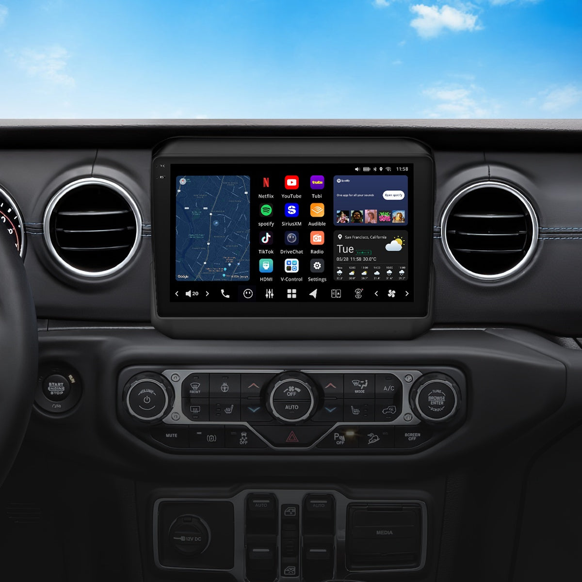 VISION 9" Custom-Fit Car Stereo for Jeep Wrangler (JL) 2018-2023 & Jeep Gladiator (JT) 2020–2023