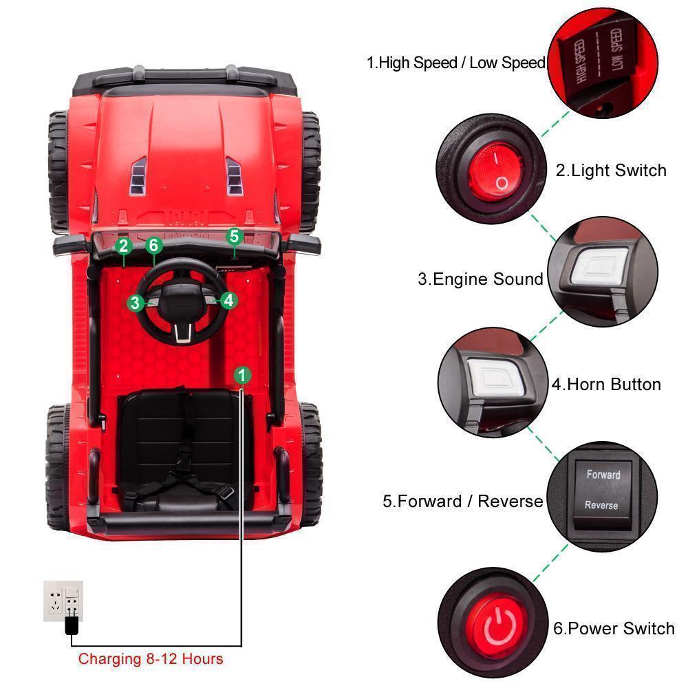 Electric Ride-On Car Truck for Kids with MP3, LED Lights, and Remote Control - 3 Speed Options