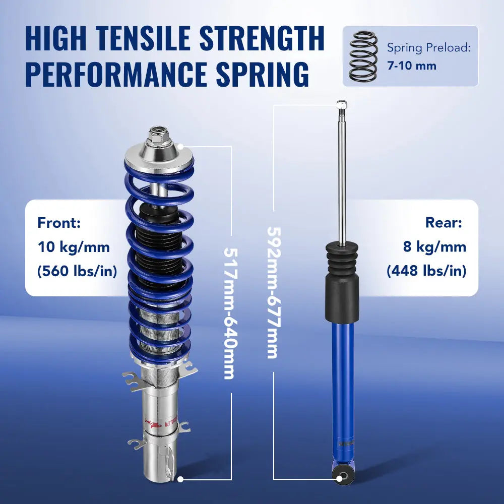 Coilover Suspension Kit 4PCS for 1997-2006 VW Golf 4/Bora/Variant - FWD High Performance Struts