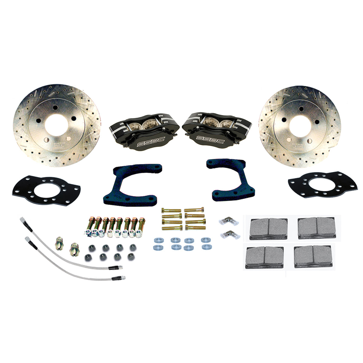 American Made Comp S 4-Piston Billet Aluminum Rear Disc Brake Kit W/DS Rotors. Black W125-42BK