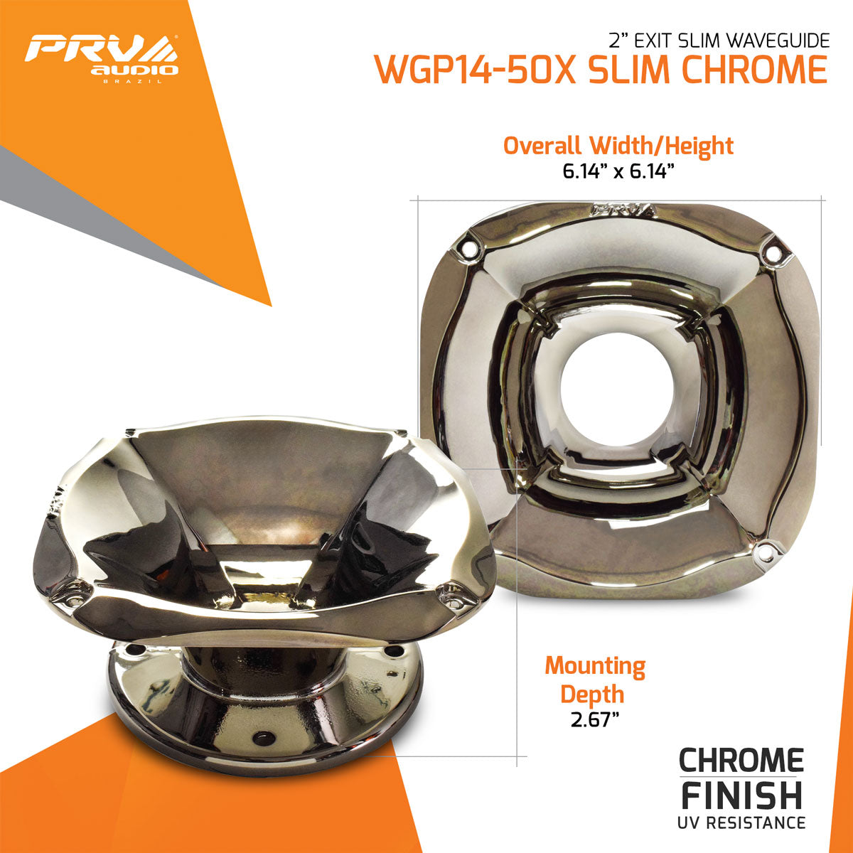 PRV Audio WGP14-50X Slim Chrome 2in Bolt-on Waveguide
