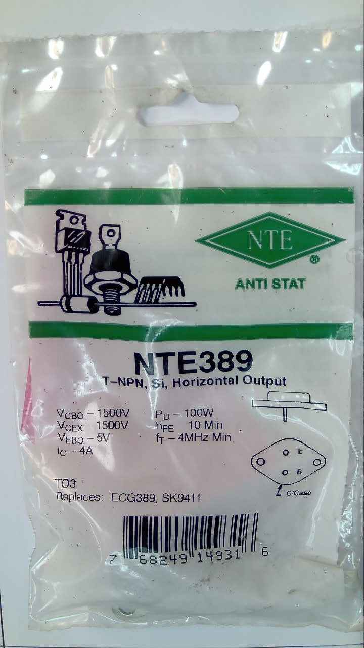 NTE389 T-NPN, Si, Horizontal Output NTE