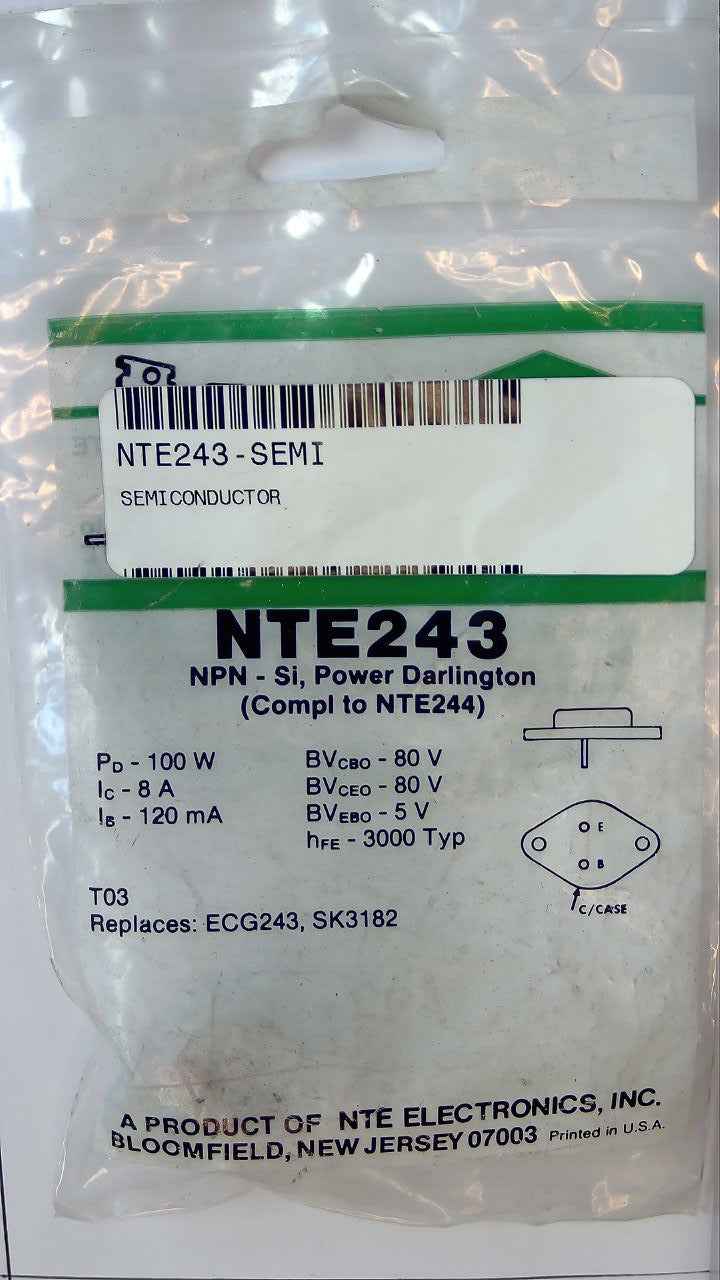 NTE243 NPN - Si, Power Darlington NTE