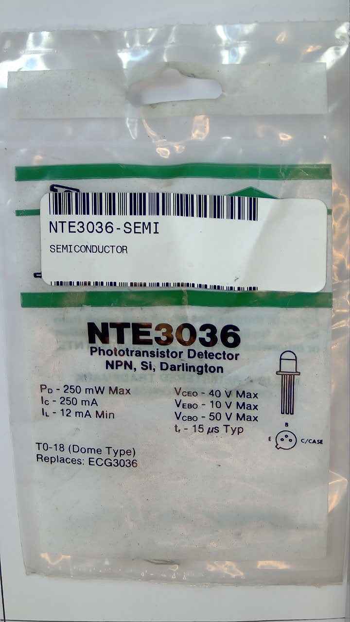 NTE3036 Phototransistor Detector NPN, Si, Darlington NTE