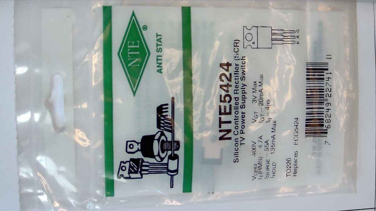 NTE5424 Silicon Controlled Rectifier (SCR) TV Power Supply Switch NTE