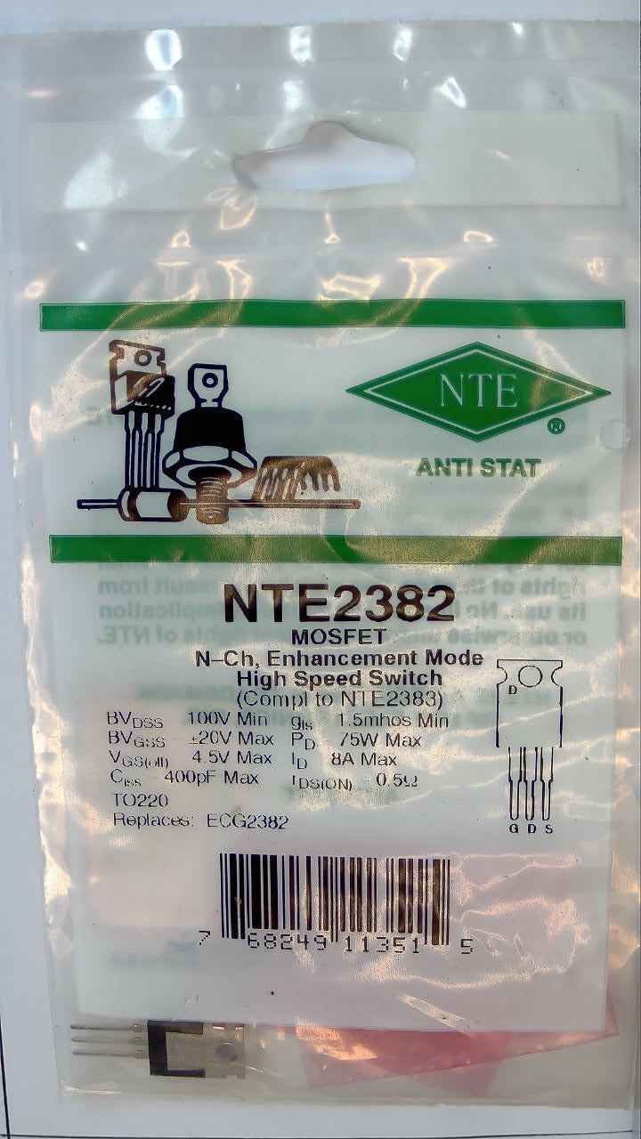 NTE2382 MOSFET High Speed Switch w/ Enhancement Mode, N-Ch NTE