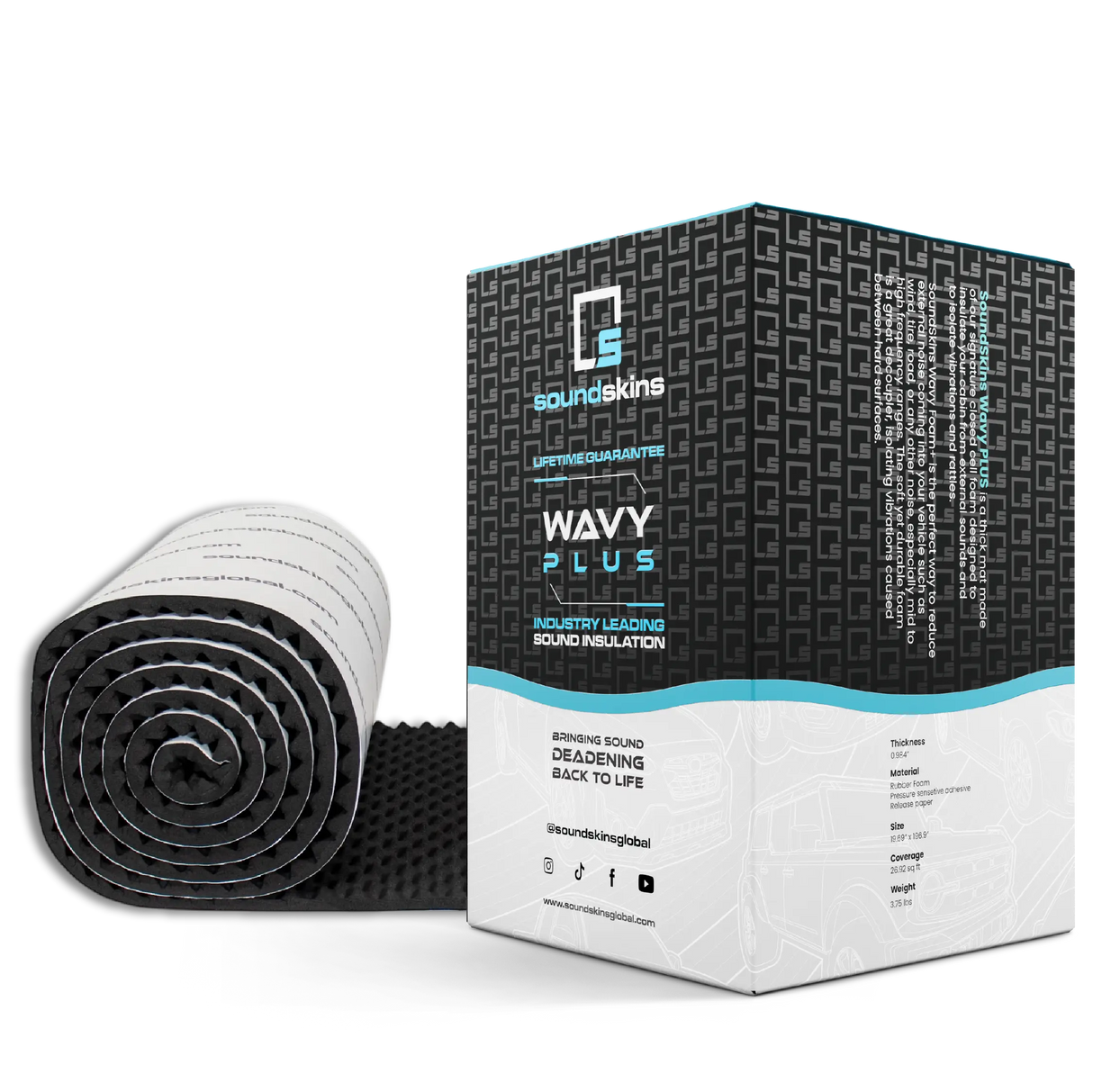 SoundSkins | Wavy PLUS Sound Deadening Lightweight Closed Cell Foam Mat | SSK-WAVYPLUS | 984 mil/25mm, 26.92 sq ft SoundSkins Global