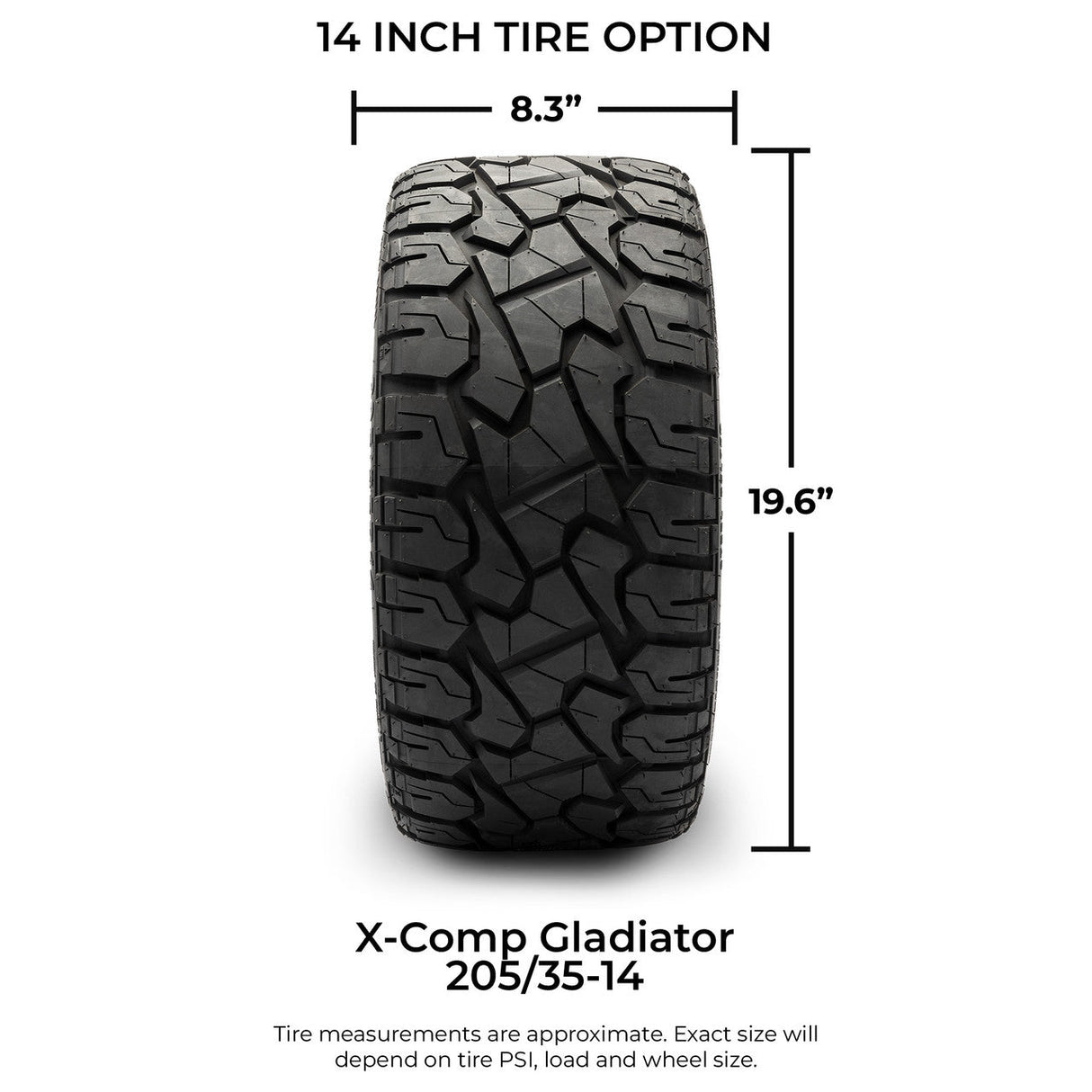 Xcomp® Gladiator 205x35-R14 Steel Belt Radial Golf Cart Tire