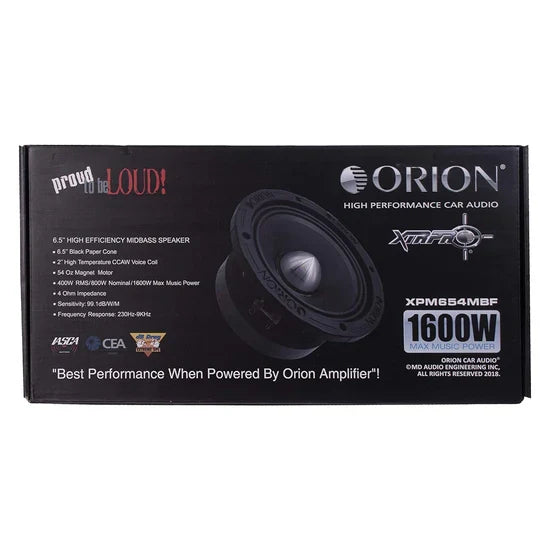 Orion XPM654MBF 6.5" 400W RMS Midbass Speakers (Pair)