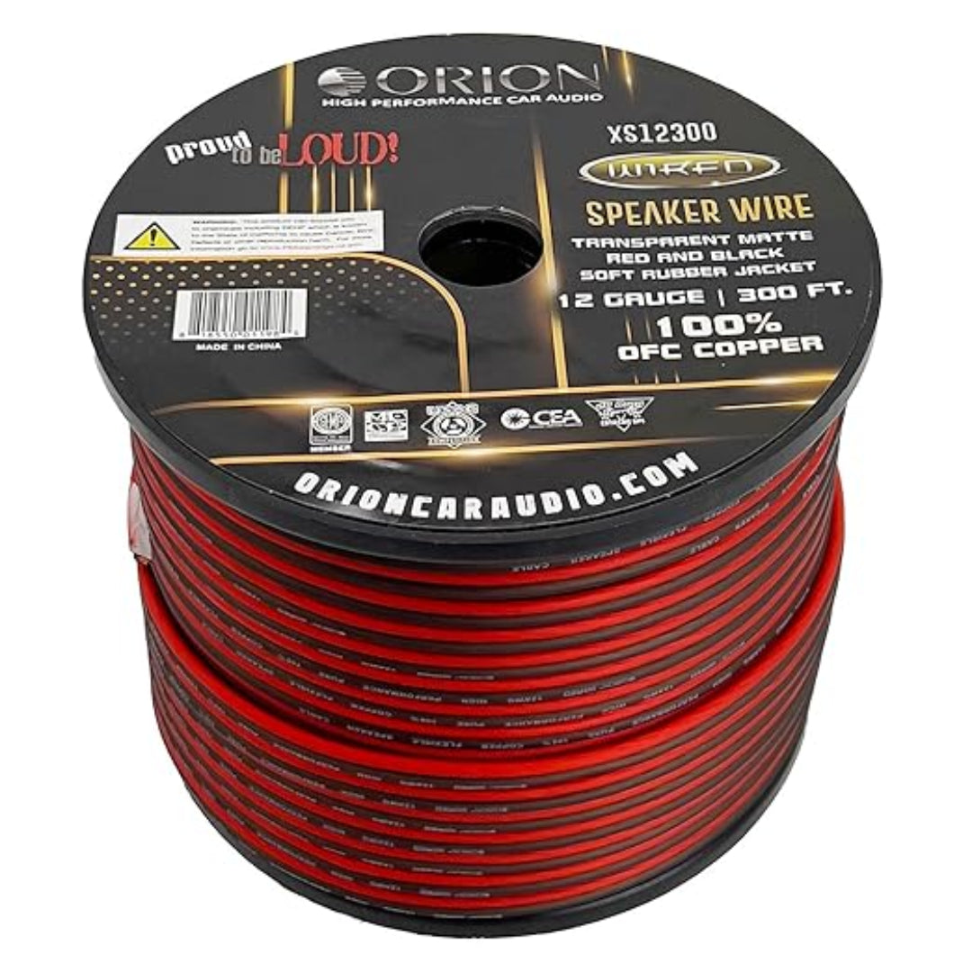 Orion XS12300 12 Gauge OFC Speaker Wire – 300 Ft Speaker Cable for Car Audio, Home Theater & Pro Audio Systems