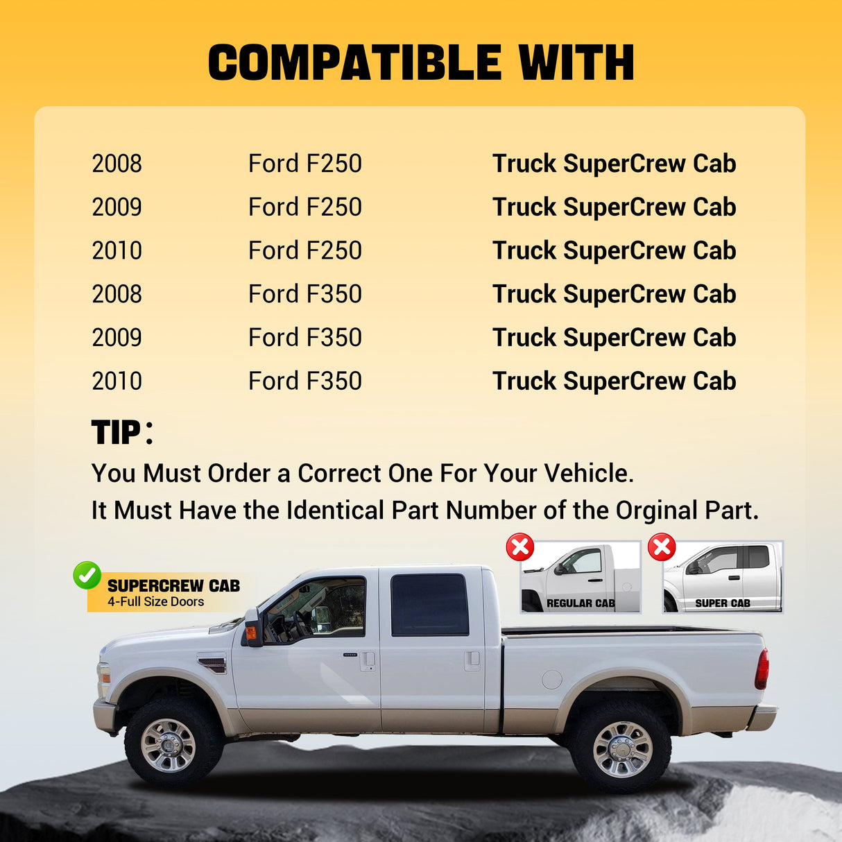 Trucktok 2008-2010 Ford F250 F350 Super CrewCab All-Weather TPE Floor Mats TruckTok