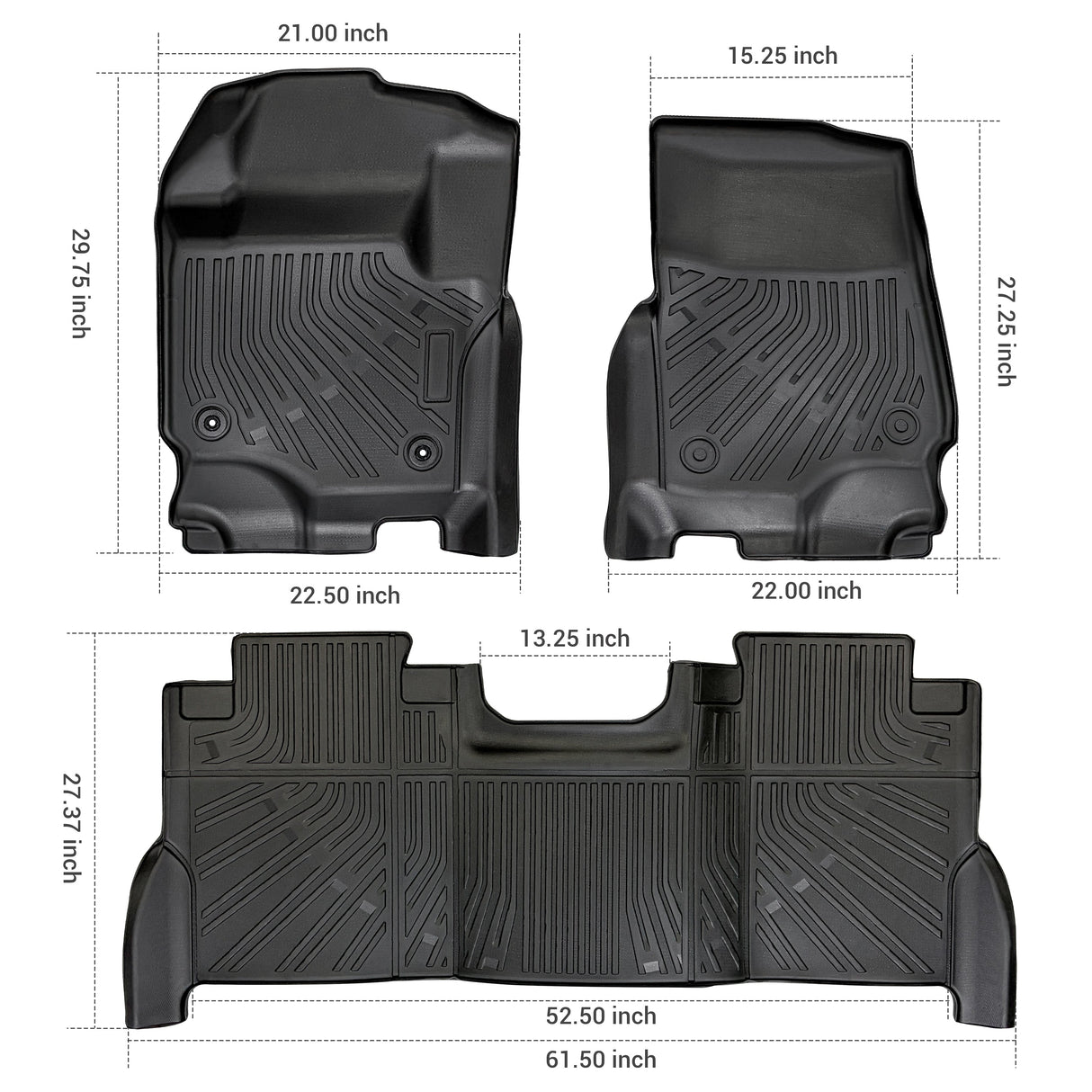 Trucktok 2017-2025 Ford F250 F350 F450 SuperCrew Cab All-Weather TPE Floor Mats TruckTok